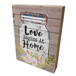 🍒 LOVE BEGINS AT HOME Wooden Sign Decor - Wall Art